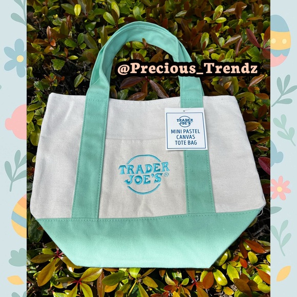 Trader Joe’s Handbags - Trader Joe’s Mini Pastel Canvas Tote Bag Mint Green 1PC
